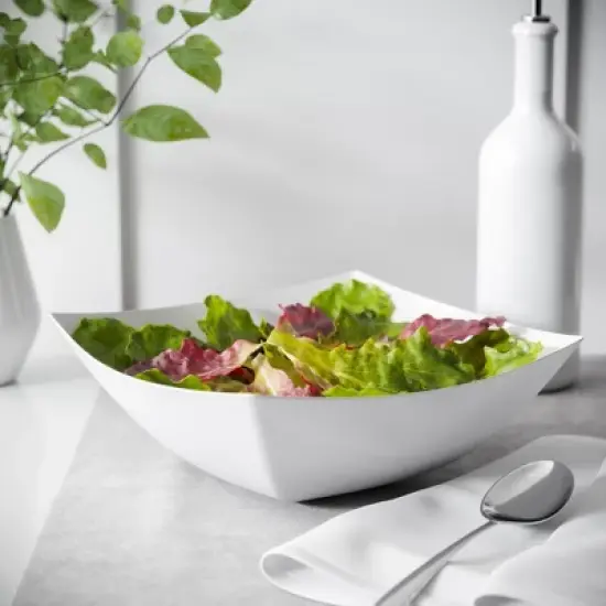 Crown Display White Disposable Serving Bowl Squared Convex Bowl - White Plastic Bowl image {5}