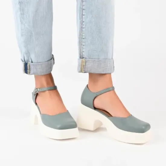 Journee Collection Womens Lizaa Platform Mid Platform Square Toe Pumps image {8}