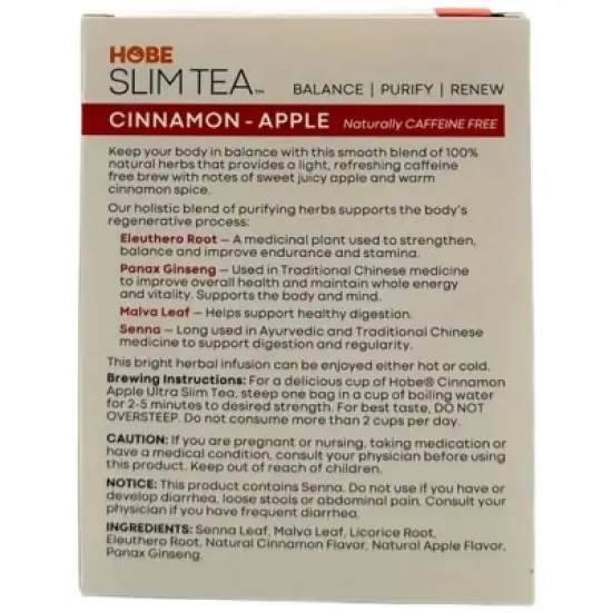 Ultra Slim Tea-Cinnamon/Apple by Hobe Labs  -  24 Bag image {1}