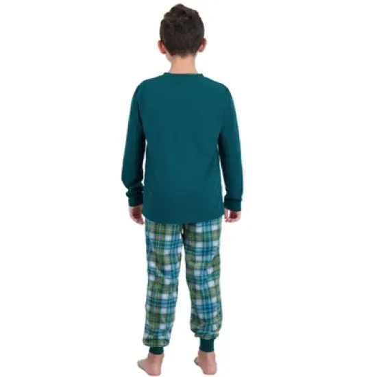 Sleep On It Boys 2-Piece Plaid Pajama Set - Green image {4}