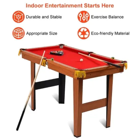 Costway 48'' Mini Table Top Pool Table Game Billiard Set Cues Balls Gift Indoor Sports image {7}