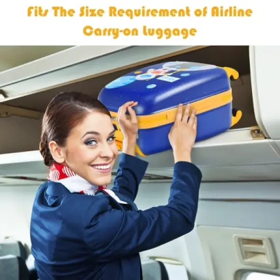 Costway 2PC Kids Carry On Luggage Set 12'' Backpack & 16'' Rolling Suitcase for Travel image {3}