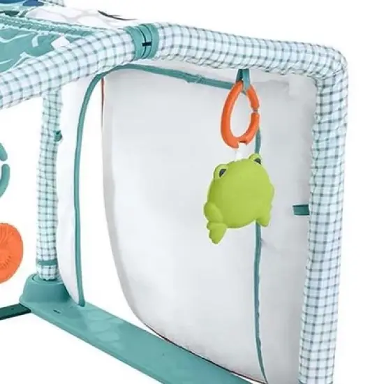 Fisher-Price 3-in-1 Crawl & Play Activity Gym with Mirror, Frog Rattle, Snail Teether, Crinkle Garden Gnome and Watering Can for Newborn to Toddler image {2}