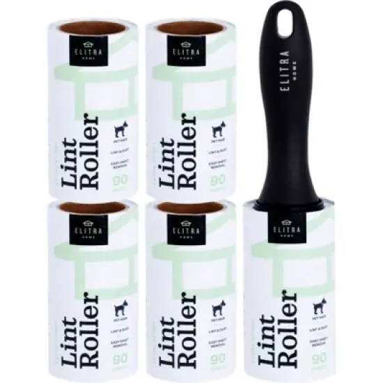 Elitra Lint Roller with Reusable Handle, Extra Sticky Pet Hair Remover with E-Z Peel Sheets - 90 Sheets with 4 Refills (450 Total), Adhesive Roller image {6}