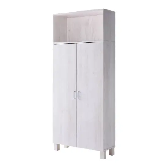 24/7 Shop At Home Maclay Double Door Pantry Cabinet White Oak: Transitional Style, 5 Fixed Shelves, Storage Organizer image {1}