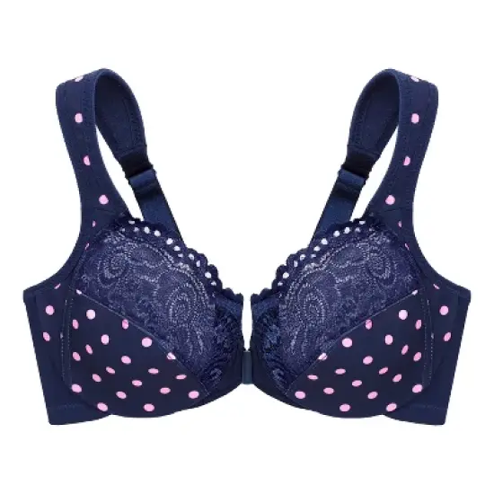 Glamorise Womens WonderWire Front-Closure Underwire Bra 1245 Navy Print image {3}
