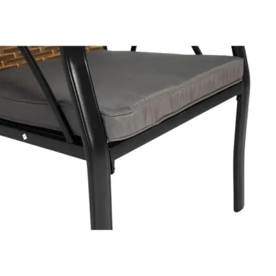 7-Piece Outdoor Patio Steel Dining Set with 59" Rectangular Table, 2 Swivel Rocker & 4 Armchairs, and Rattan Backrest image {11}