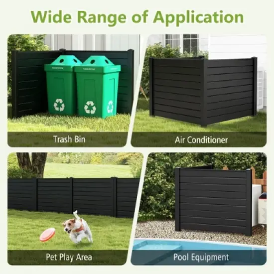 Costway 48"L x 37.5"H Air Conditioner Fence with 3 Ground Stakes Black/White image {9}