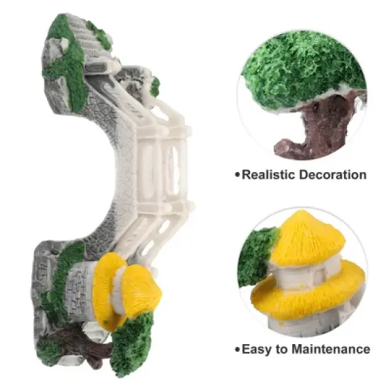 Unique Bargains Arch Bridge Decoration Resin Accessories White Gray Green Brown 9.06" Length image {2}