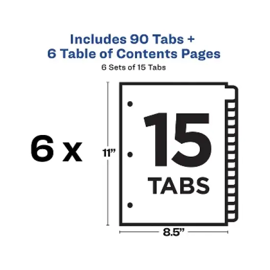 Avery Pre-Printed 15-Tab Numeric Dividers Customizable 11825 image {5}
