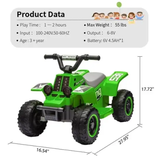 6V Kids Ride On Electric ATV, Ride Car with LED Headlights image {2}