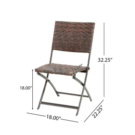 GDF Studio Agostini Outdoor Wicker Folding Dining Chairs image {2}