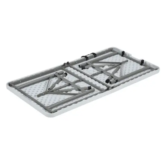 JOMEED UP042 4 Foot Long Portable Plastic Folding Multipurpose Utility Picnic Table with Powder Coated Steel Legs and Built In Carry Handle, White image {3}