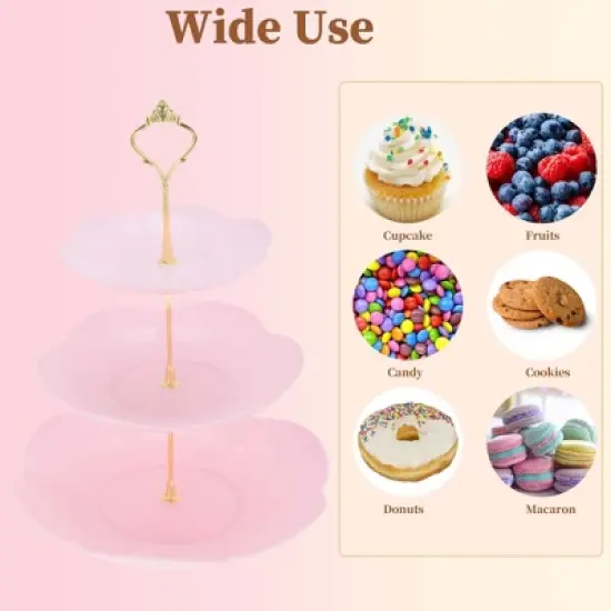 Unique Bargains Petal-shaped 3-Layer  Cake Display Holder with Tiered Serving Tray for Pastries Donuts and Fruits image {4}