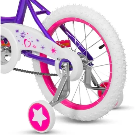 hykolity 16 inch Girls Bike Princess Bicycle for Age 4-7 Years Old Rider Height 41-53 inch includes Training Wheel Basket Doll Seat Violet Purple image {6}