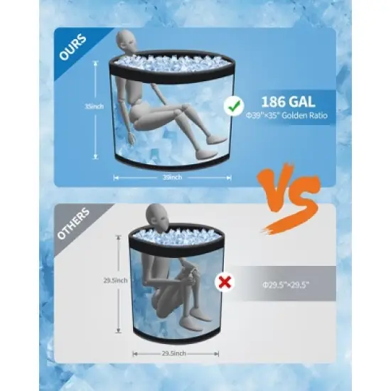 186-Gallon Ice Bath Tub for Athletes, Inflatable Cold Tub-Portable Cold Plunge with Insulated Lid, Fits Water Chillers,Black image {1}