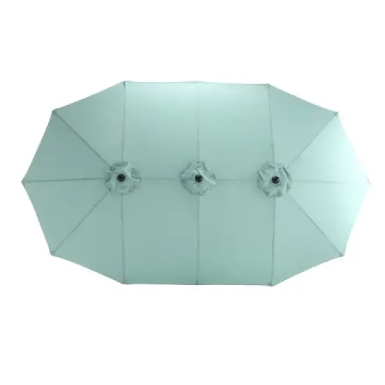DOMETOUR 14.8 Ft Double Sided Outdoor Umbrella Rectangular Large with Crank ( Light green ) image {4}
