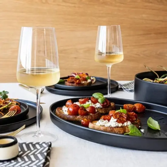 over&back Set of 4 12oz Modern Contemporary Stem Mouth-Blown Glasses Clear image {1}