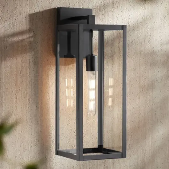 John Timberland Titan Modern Outdoor Wall Light Fixture Mystic Black 20" Clear Glass for Post Exterior Barn Deck House Porch Yard Patio Home Outside image {1}