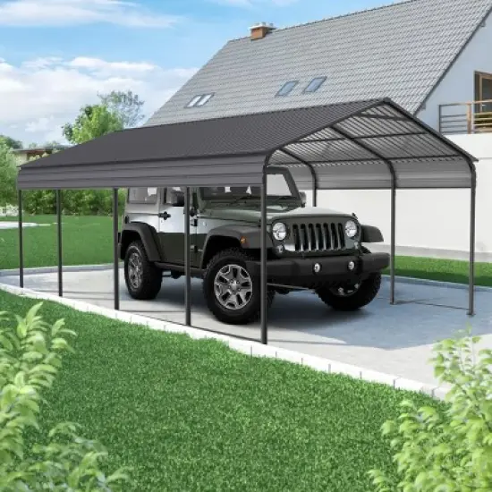 12X20 FT Heavy Duty Metal Carport,Outdoor Activities Storage Shed,Carport With Galvanized Steel Roof And Metal Frame For Car Truck-Coolbibila image {7}