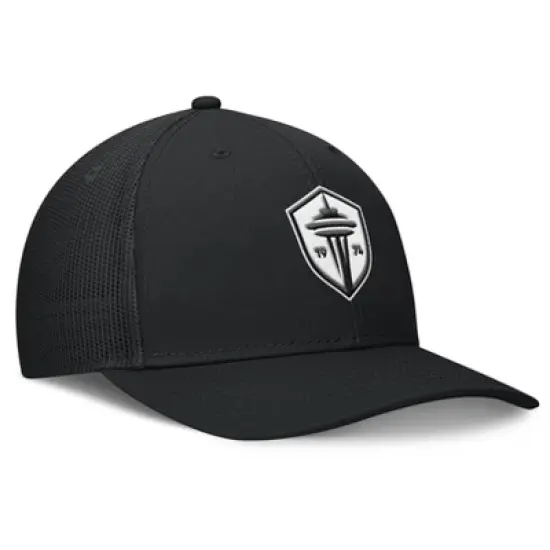 MLS Seattle Sounders Black Structured Mesh Back Hat: Cotton, Snap Closure, Tagless Design image {2}