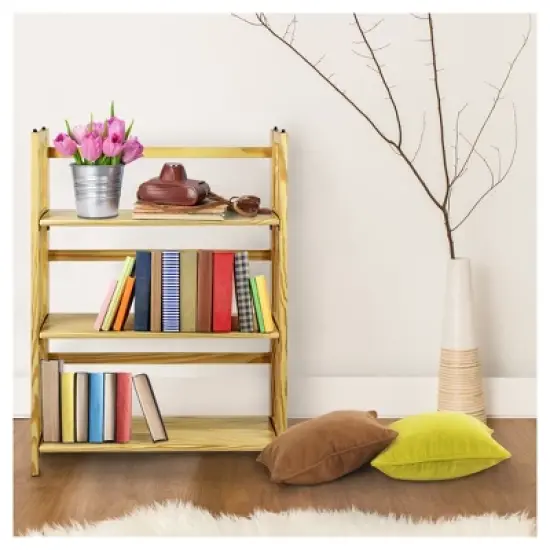 38" Folding 3 Tier Bookshelf Stackable - Flora Home image {4}