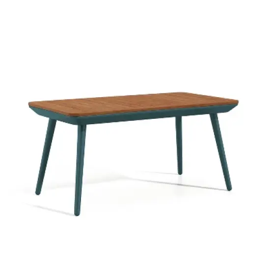 3pc Peakey Aluminum Patio Conversation Set Gray/Green/Oak - miBasics image {3}