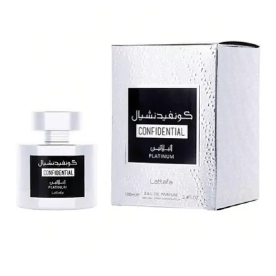 Lattafa Confidential Platinum By Lattafa Men   Eau De Parfum Spray 3.4 Oz image {1}