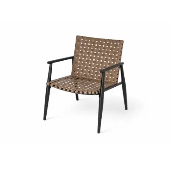 FIONECA 3-Piece Outdoor Chat Set with 2 PE Rattan Chairs and Black Steel Side Table with Tempered Glass Top image {7}