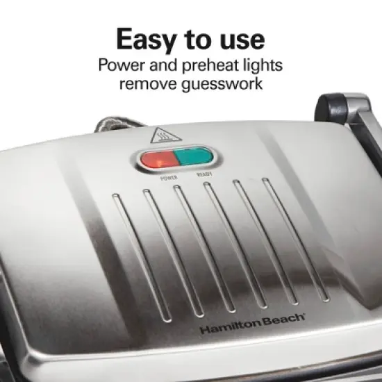 Hamilton Beach Panini Press Nonstick Indoor Grill Silver: 1500W Metal Kitchen Grill & Toaster, Hand Wash, 1-Year Warranty image {6}
