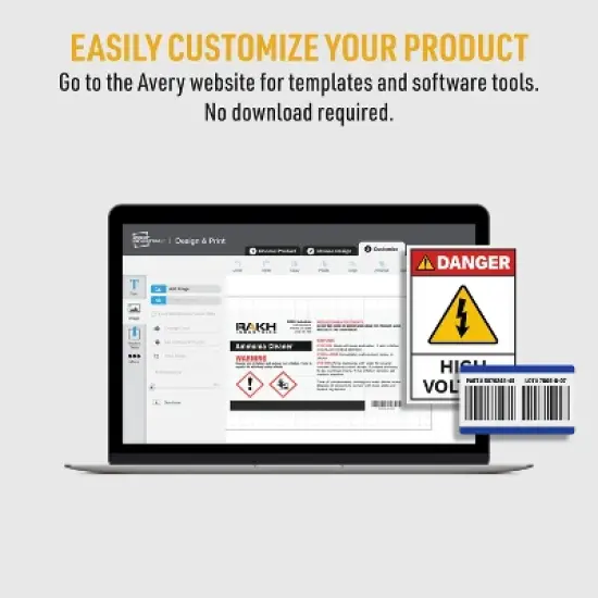 Avery UltraDuty Printable Plastic Hang Tags, 5.5" x 2.83", White Blank Tags, 50lb Pull-Strength, 60ct (62400) image {2}