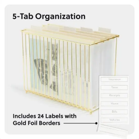 U Brands 5ct Frosted Poly Hanging File Folder with Gold Rods image {4}
