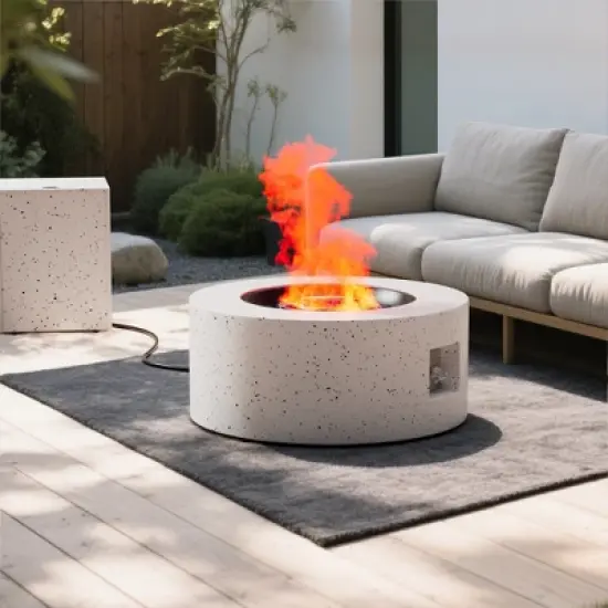 Evita Propane Fire Pit with Propane Tank, Glass Stone and Rain Cover Suitable for Outdoor Living-30*30*12.8 Inch image {7}