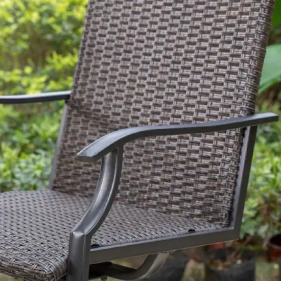 Patio Conversation Set with 360 Wicker Swivel Chairs & Side Table - Captiva Designs image {8}