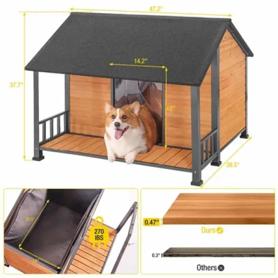 Aivituvin Wooden Insulated Dog House| Weatherproof, Spacious for Small to Large Dogs-AIR7010-IN image {5}