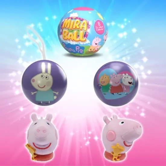Peppa Pig MiraBall, 3-in-1 Surprise, Blind Box Toys for Kids - Collectable Characters from TV Shows - Metal Ball, Plush, Stickers, White Ribbon image {6}