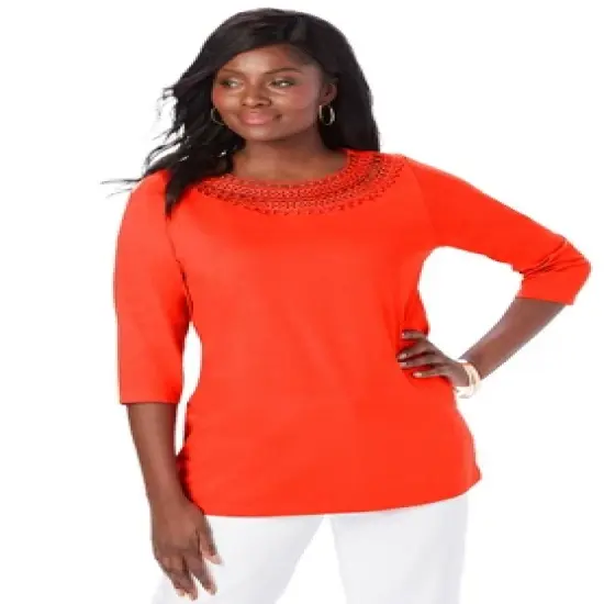 Jessica London Women&rsquo;s Plus Size Crochet Boatneck image {3}