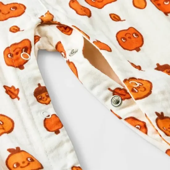 Baby Autumn Gauze Long Sleeve Romper - Cat & Jack&trade; Cream image {3}