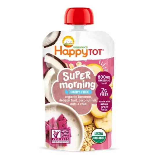 HappyTot Super Morning Organic Bananas Dragonfruit Coconut Milk & Oats with Super Chia Baby Food Pouch - 4oz image {6}