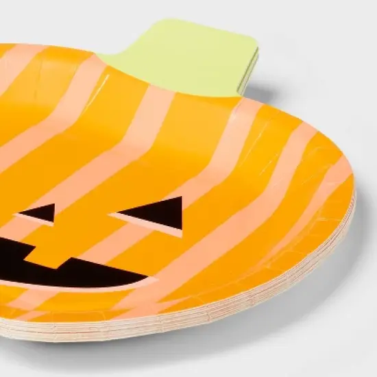 10ct Halloween Jack-O'-Lantern Pumpkin Shaped Dinner Plate - Spritz&trade; image {2}