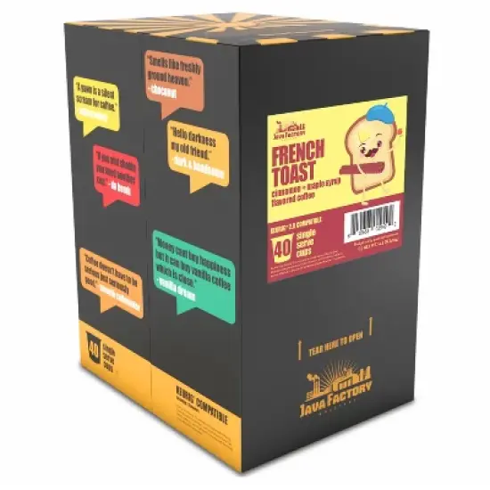 Java Factory Flavored Coffee Pods,Keurig K Cup 2.0 Brewers compatible, French Toast, 40 Count image {1}