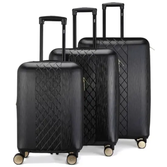 Badgley Mischka Diamond Expandable Hardside Checked 3pc Luggage Set image {6}