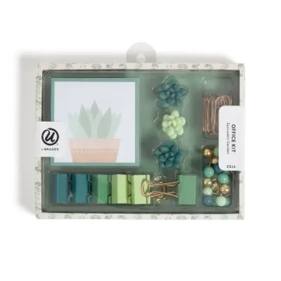 U Brands 65ct Office Accessories Kit with Sticky Notepad Succulents image {1}