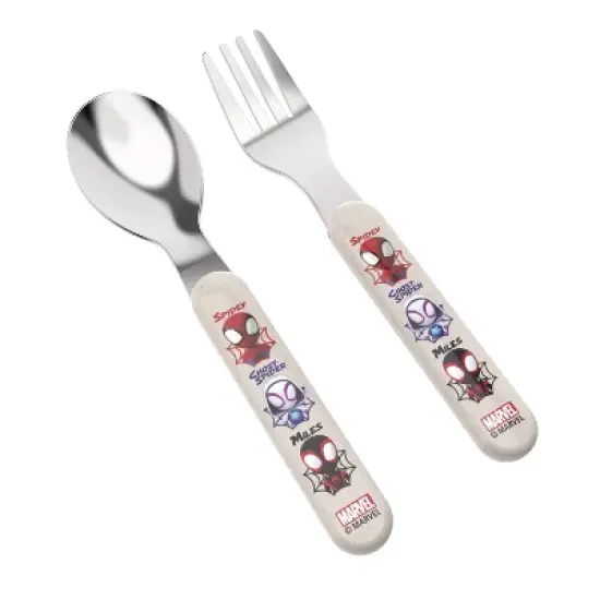 Zak Designs Marvel Spidey and His Amazing Friends Bamboo and Plastic Kids Fork and Spoon Flatware: Toddler Utensils Set image {2}