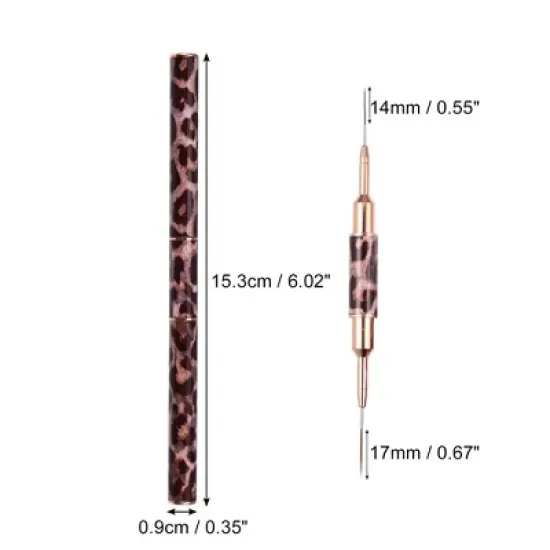 Unique Bargains Acrylic Nail Art Brush Pink Leopard-Printed 1 Pc image {3}