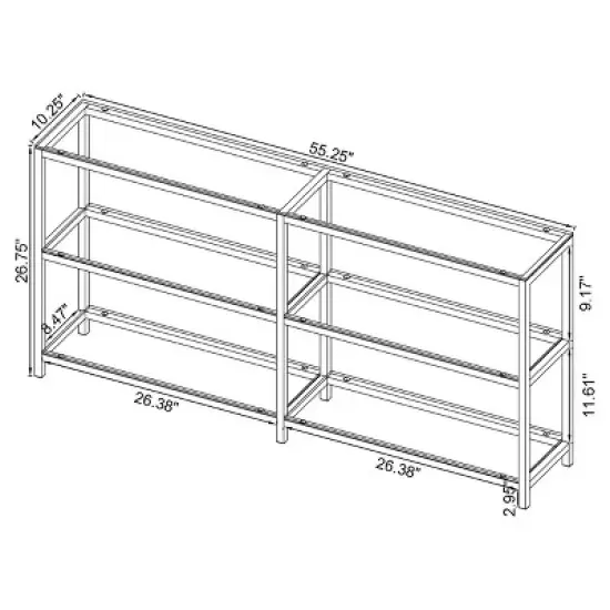 26.75" Contemporary 3 Shelf Console Bookcase with Glass Shelves Black Nickel - Coaster image {3}