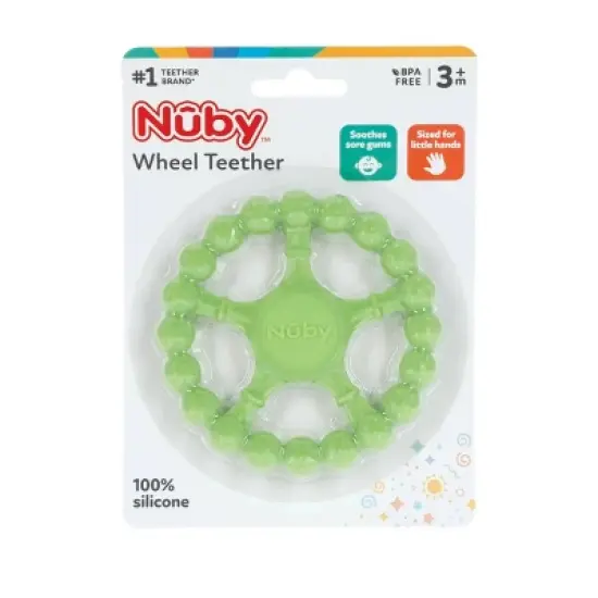 Nuby Silicone Wheel Teether - Green image {4}