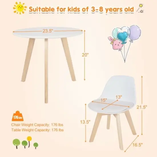 Costway Kids Table & 2 Chairs Set Modern Activity Play Table w/Beech Leg Cushion image {2}