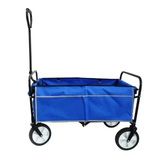 Folding Wagon Garden Shopping Beach Cart (Blue) image {4}