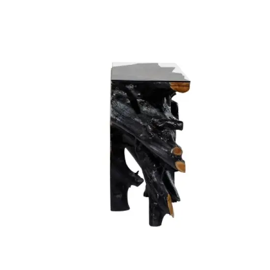 Contemporary Teak Wood Console Table Gold - Olivia & May image {8}